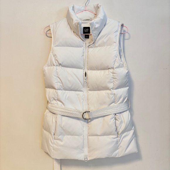 GAP Full Length Removable Belt Belted Puff Vest White Womens Size XS - Picture 1 of 3